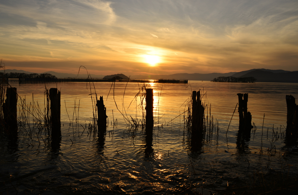 弥生　湖北の夕日　4-2