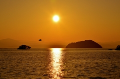 巡る秋夕日