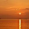 旭日の琵琶湖