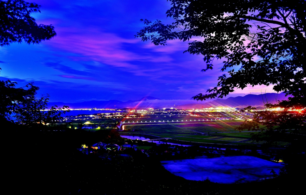 Castle town of night view