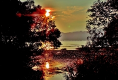 琵琶湖湖北・長月の夕風景