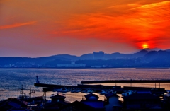 紀伊大島漁港の夕日