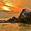 烏帽子岩の冬夕景