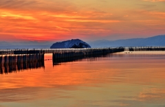 魞のある夕景　残光