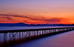 夕焼け夕暮れ桟橋