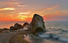 烏帽子岩夕景