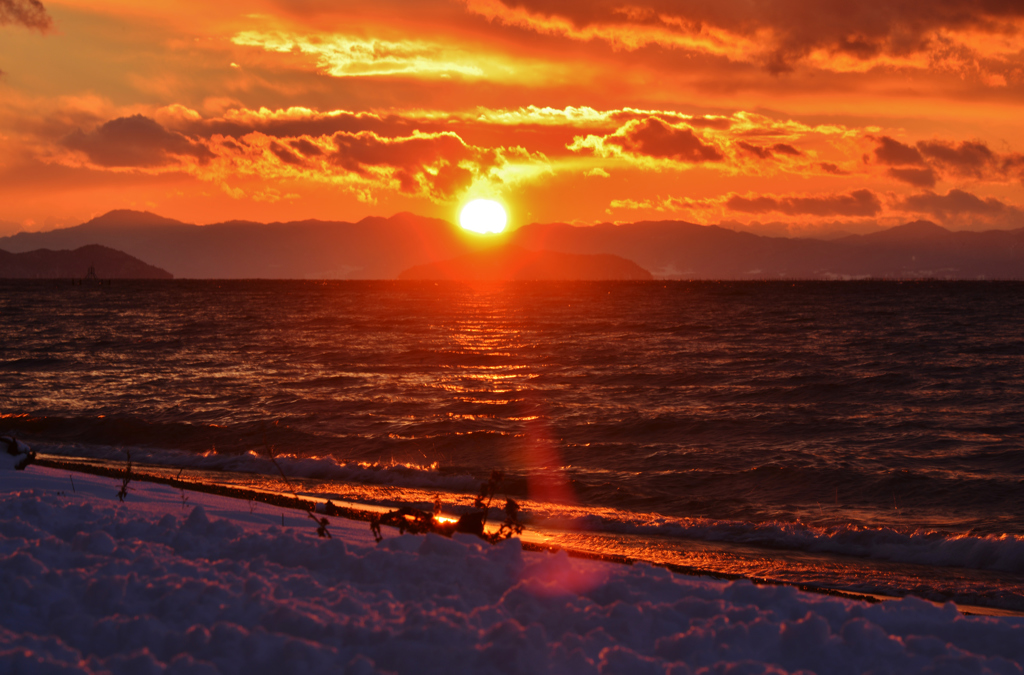 琵琶湖初夕日　