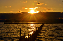 間に合った夕日