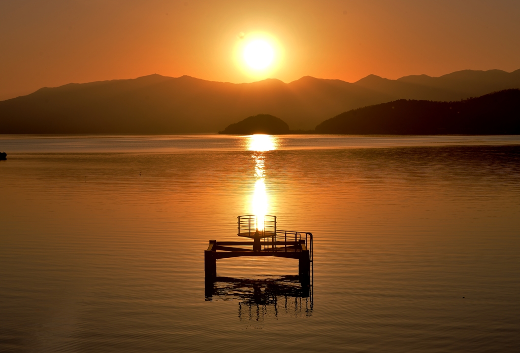 湖東の夕日