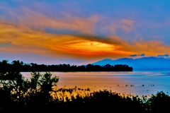湖北の夕景を見る