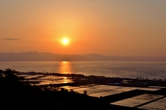 田水張る夕日