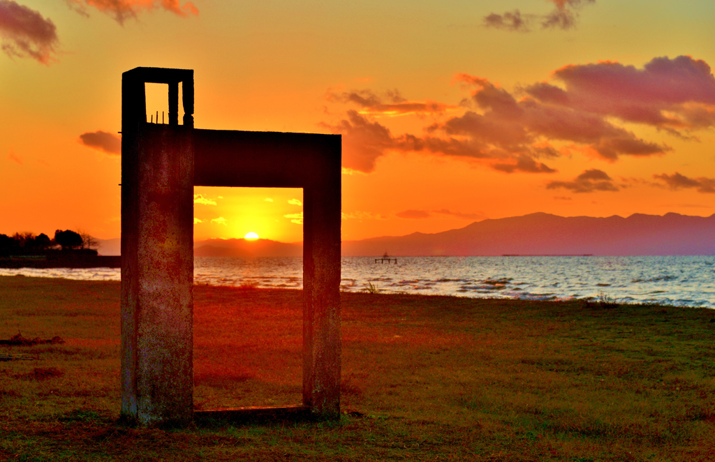 オブジェの夕日