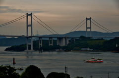 黄昏の来島海峡大橋