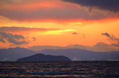 琵琶湖沖島夕景