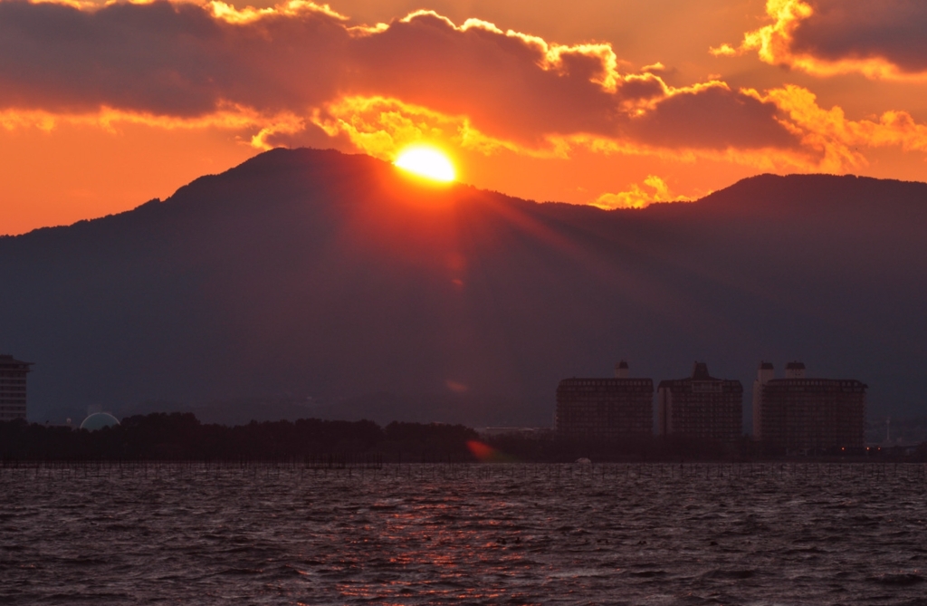 比叡に沈む夕陽