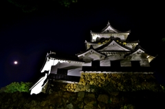 月明　彦根の古城