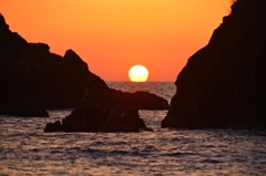 沈む日本海の夕日