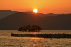 睦月・湖北の夕日