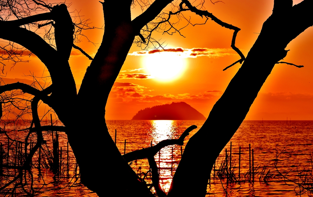 悠久の淡海夕日