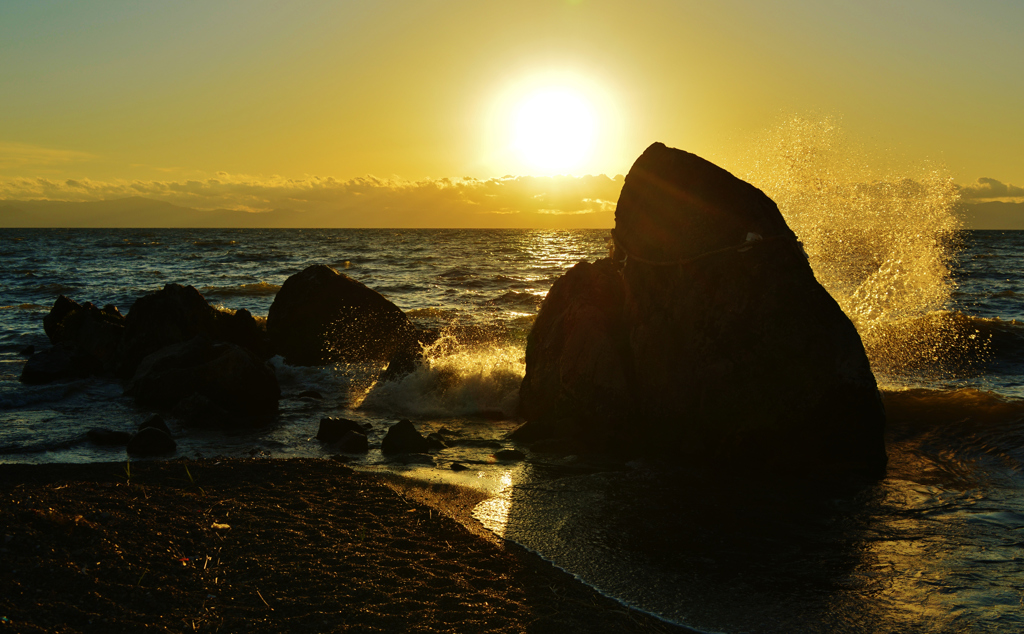 淡海烏帽子岩夕景