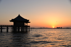 近江八景　堅田の浮御堂朝景