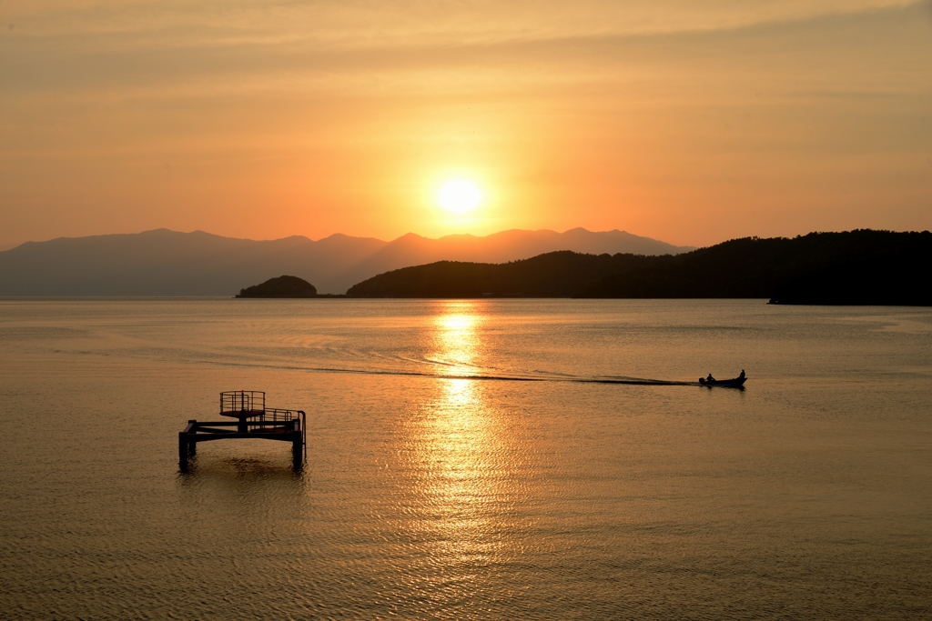 夕景の淡海