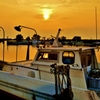 Sunset of fishing port
