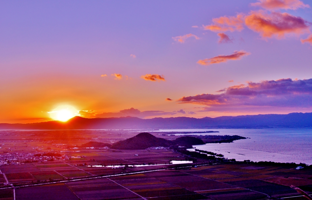 八幡山からの夕日