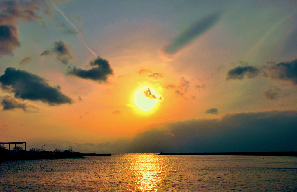 彦根港の夕暮