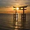 近江厳島の朝日