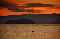 竹生島夕照
