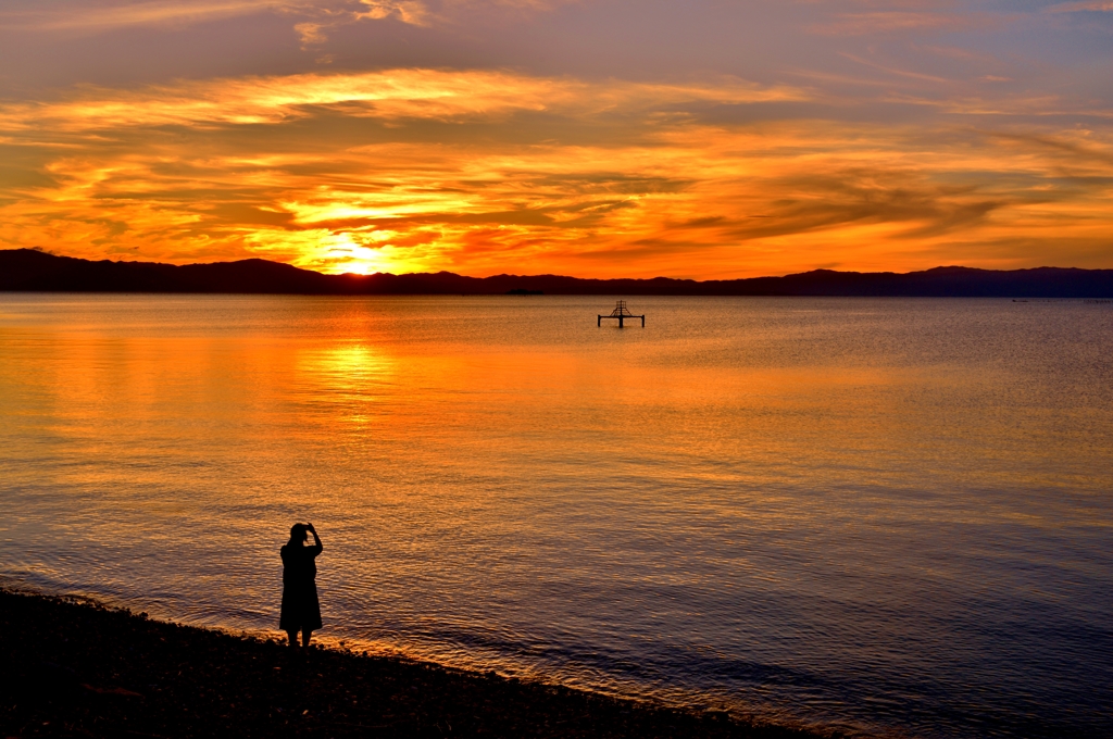 Lake Biwa sunset view