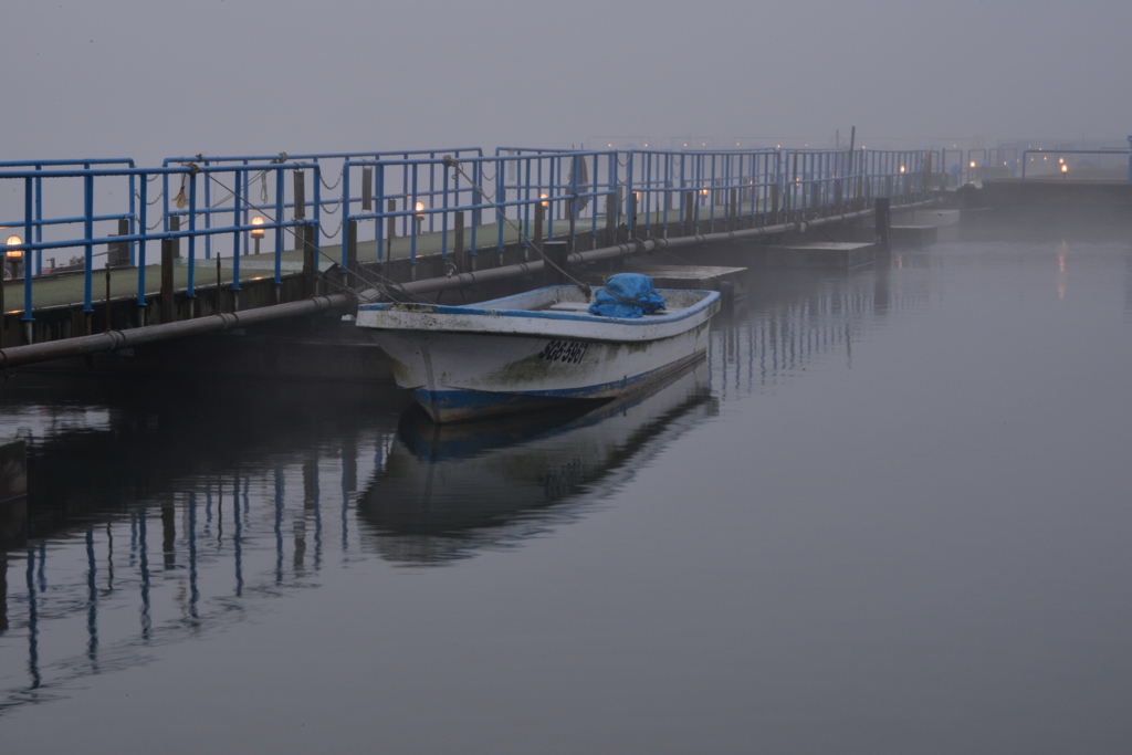 朝霧の釣り桟橋