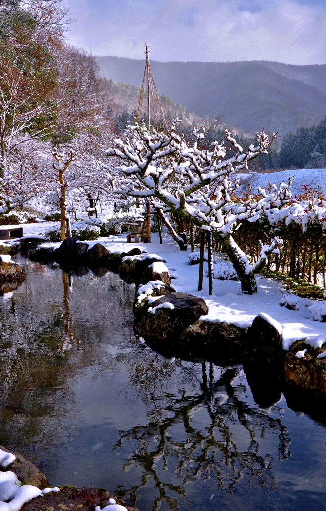 雪景の鏡