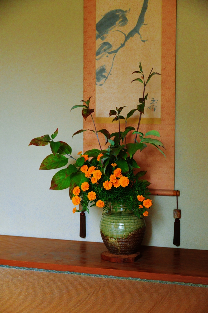 我が家の花　床の間