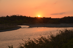 Sunset of river
