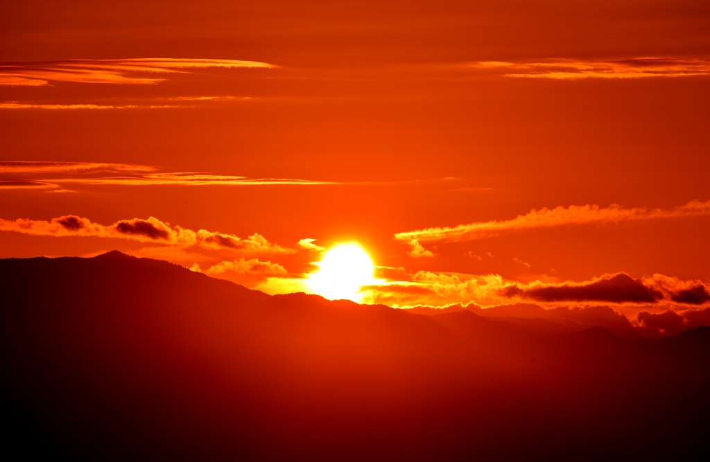 茜色の夕日