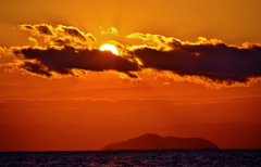 雲影の夕日