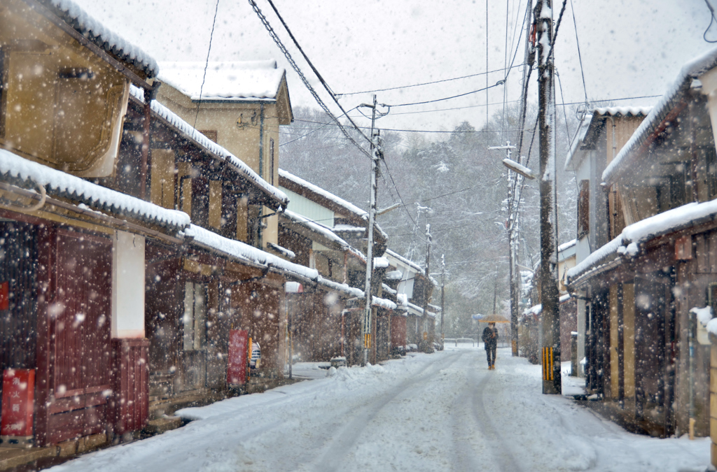 彦根城下雪光景