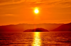 竹生島夕日