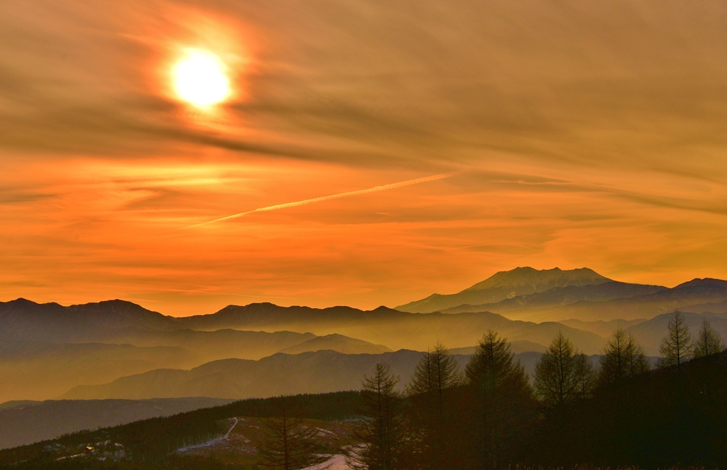 南アルプス夕景