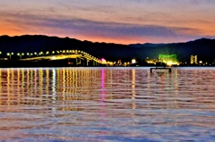 黄昏の琵琶湖大橋
