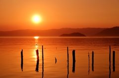 和む夕日