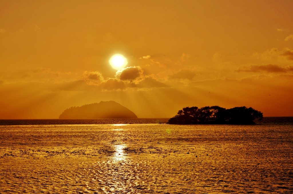 湖北の夕日