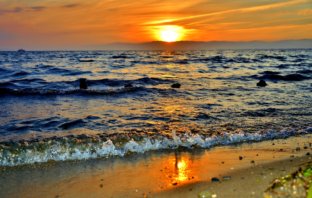 琵琶湖夕汀