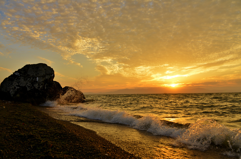 琵琶湖秋夕暮れ