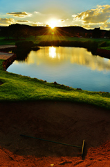 ゴルフ場の夕日