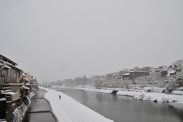 雪の鴨川