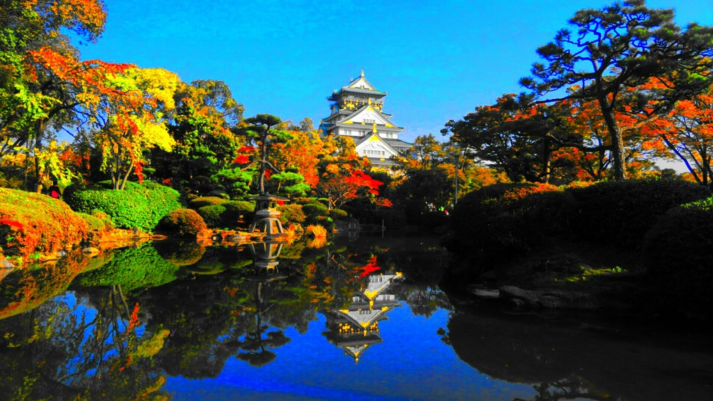 紅葉と大阪城