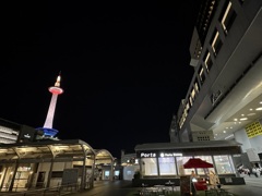 京都タワーと京都駅